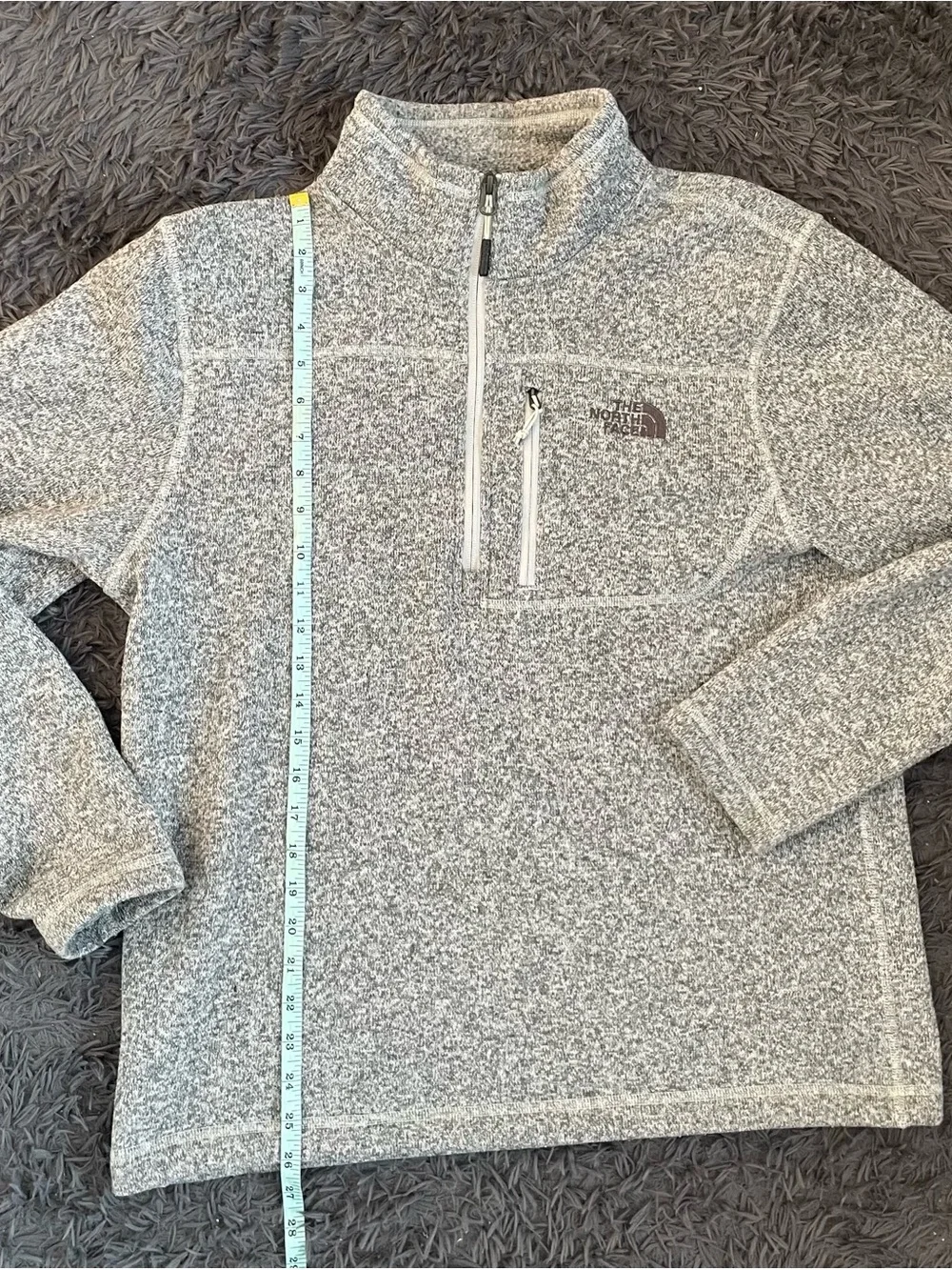 Men Size Large The North Face Gordon Lyons Gray Quarter Zip Sweater Fleece